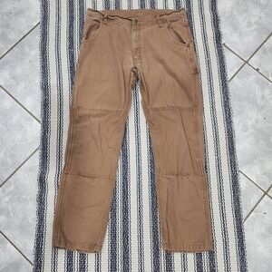 KEY Double Knee Carpenter Pants Mens 36x32 Brown Duck Canvas Workwear Cotton